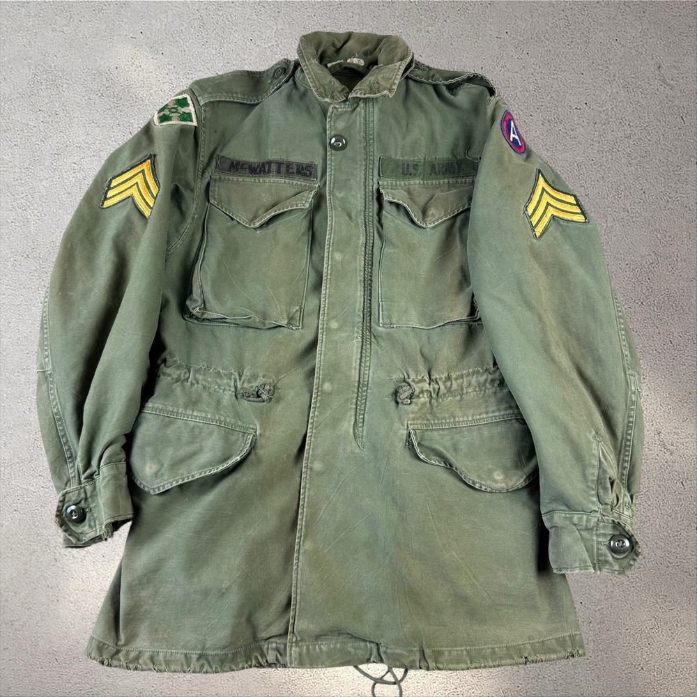 VTG M-1951 Field Jacket 3rd Army/4th Infantry Patches Named Sergeant XS Reg
